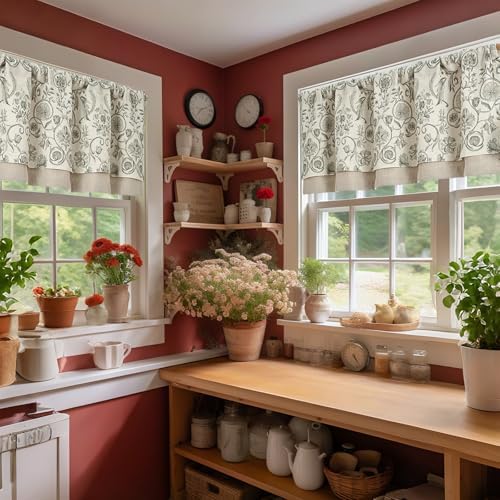 Jinchan Double Layer Linen Valance Window Treatment