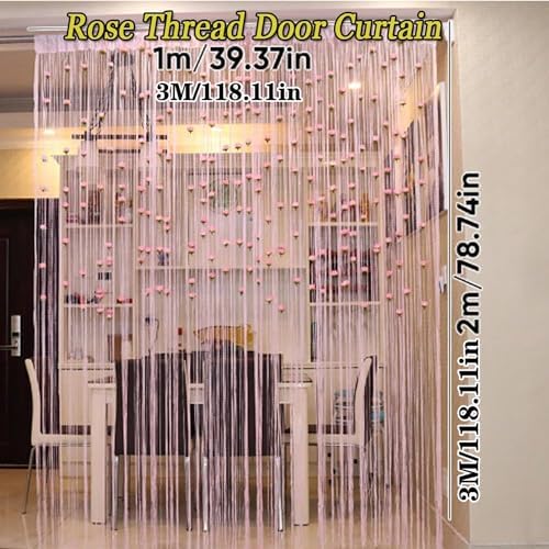 Rose Thread Door Curtain with Decorative Roses