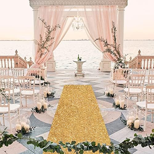 Gold Sequin Aisle Runner 4ft x 15ft Wedding Decor Carpet