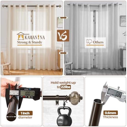 KAMANINA 1 Inch Curtain Rods 32-58 Inches Antique Bronze