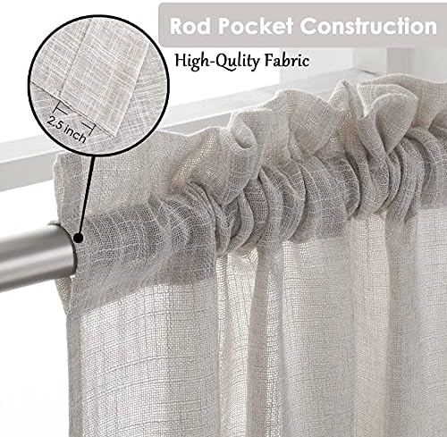 Beda Home Tassel Linen Textured Swag Curtain Valance for Farmhouse Kitchen