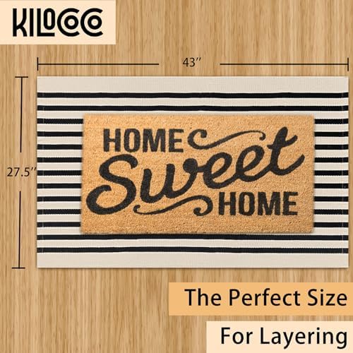KILOCOCO Beige Striped Front Door Rug 23x36