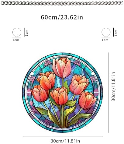 HOTIYOK Red Tulips Flower Acrylic Window Decor