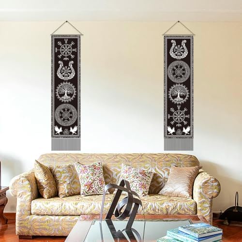 AHANDMAKER 2pcs Viking Symbol Tapestry Wall Hanging