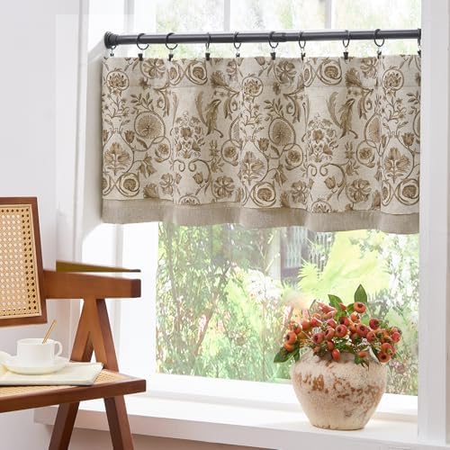 Jinchan Double Layer Linen Valance Window Curtain