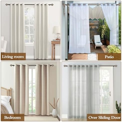 KAMANINA 1 Inch Curtain Rods 32-58 Inches Antique Bronze