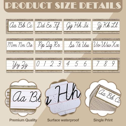 12 Pcs Cursive Alphabet Bulletin Board Set for Classroom and Home