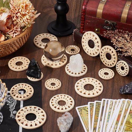 CRASPIRE 15Pcs Crystal Ball Wood Stand Display Set