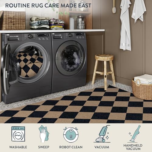 Lahome Checkered Jute Style Entry Rug 3x5 Black