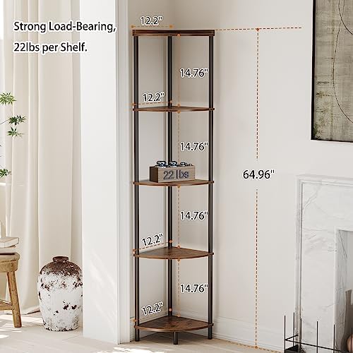 SUNMORY 5 Tier Corner Shelf Stand for Living Room