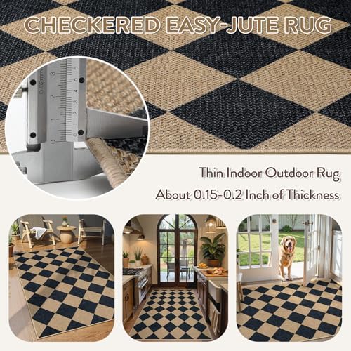 Lahome Checkered 3x5 Jute-Like Outdoor Rug