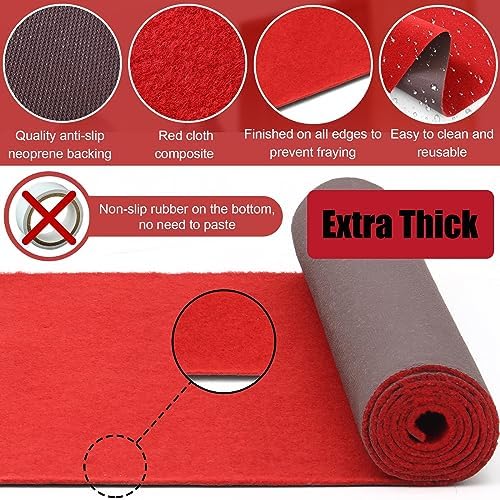 Timgle Red Carpet Runner 3 x 10 Feet Non Slip Kitchen Rug
