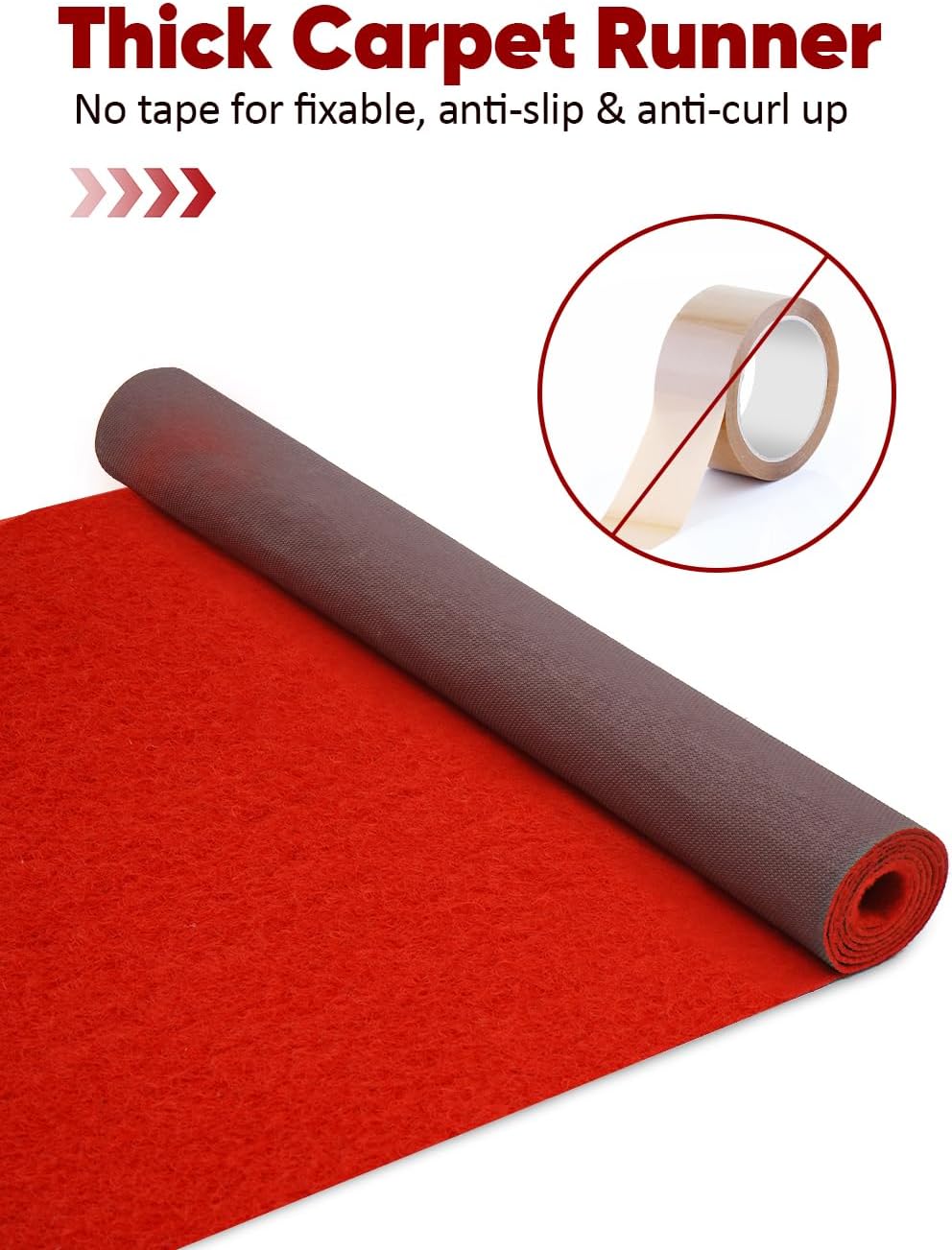 Socomf 3x10 ft Bright Red Carpet Runner for Party