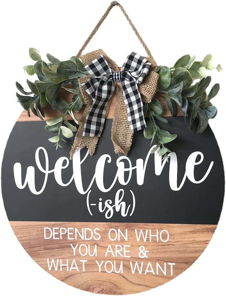 Welcome Sign Front Door Decor 12 Inch Wood Wreath