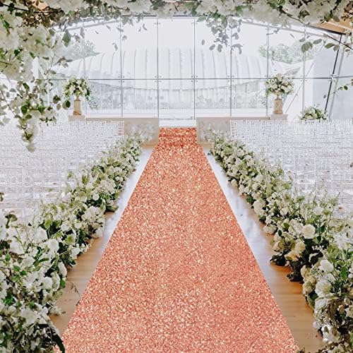 Rose Gold Sequin Aisle Runner Wedding Carpet 2ftx15ft