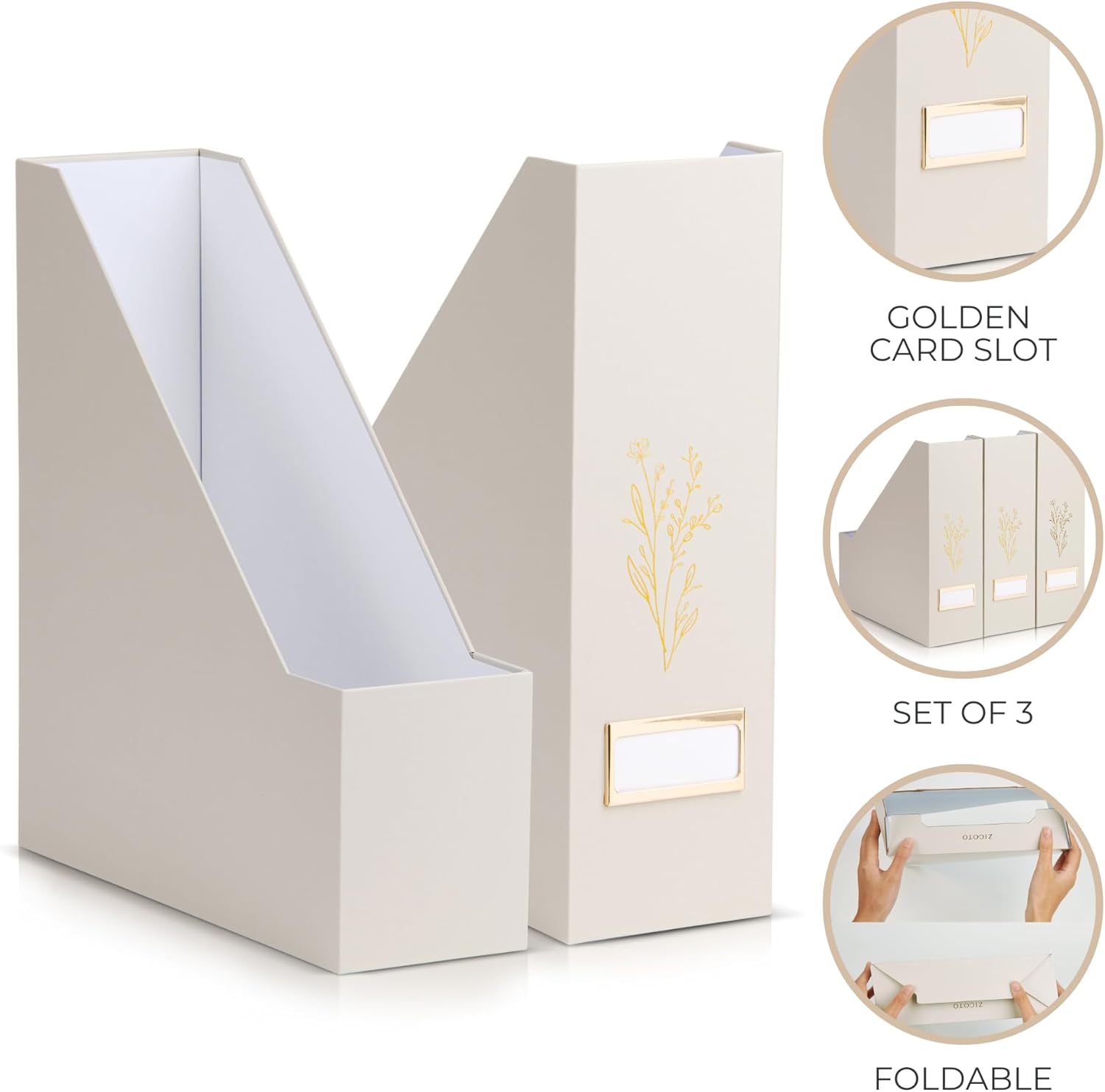 ZICOTO Magazine Holder Set Of 3 - Sturdy and Stylish