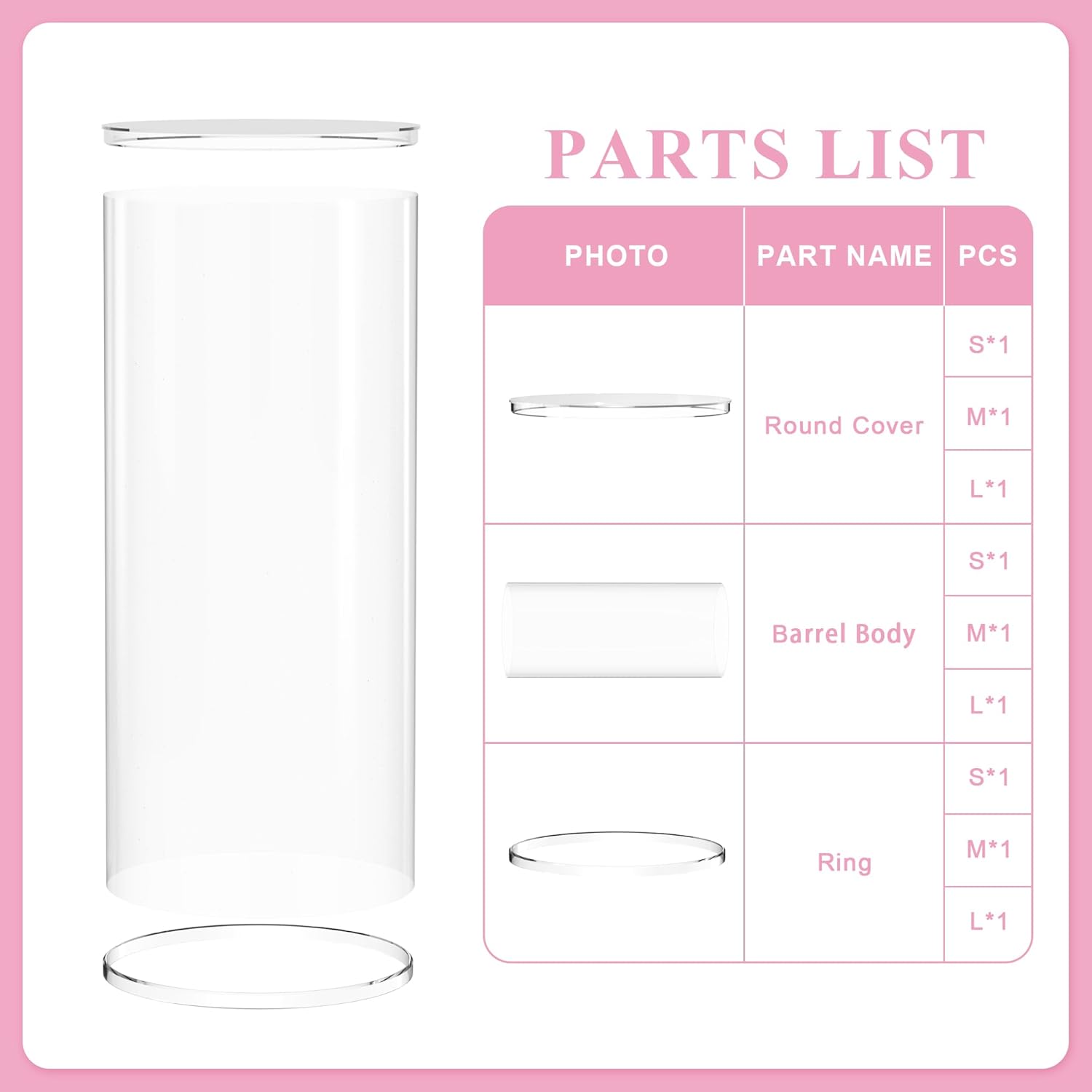 Wokceer 3Pcs Clear Cylinder Pedestal Stand for Party
