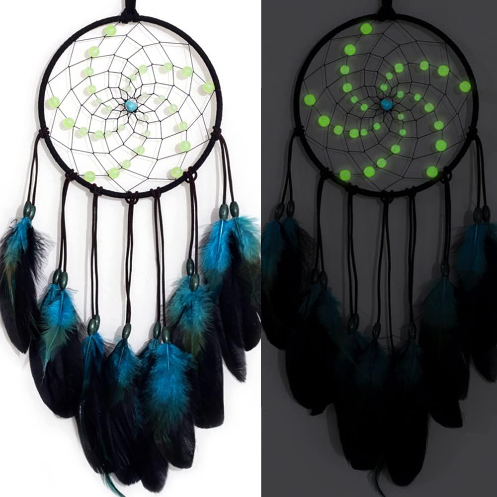 Luminous Dream Catcher with Sparkling Beads Handmade Bedroom Decor