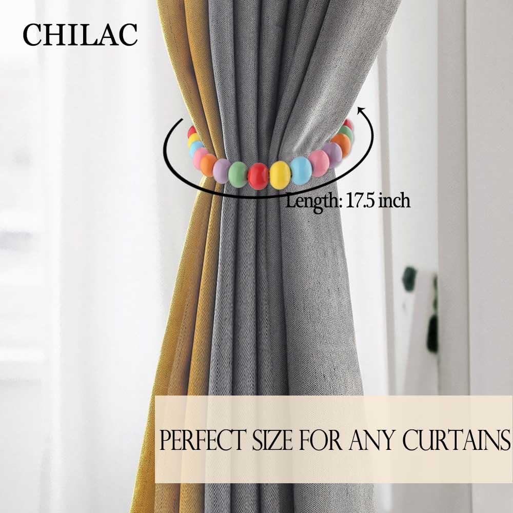 Colorful Beaded Curtain Tiebacks with Magnetic Hook