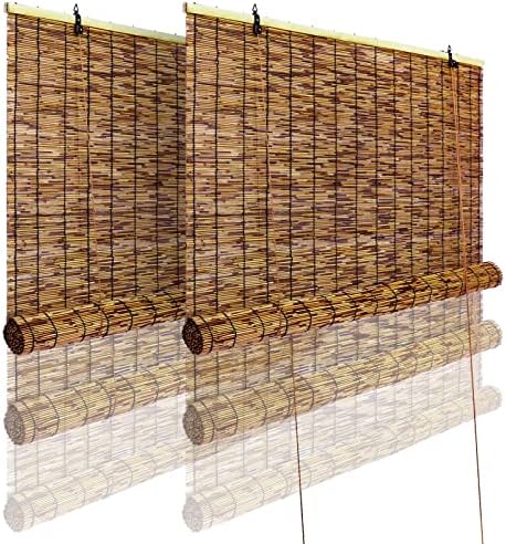 Bamboo Roll-up Shade 2 Pack for Outdoor Window