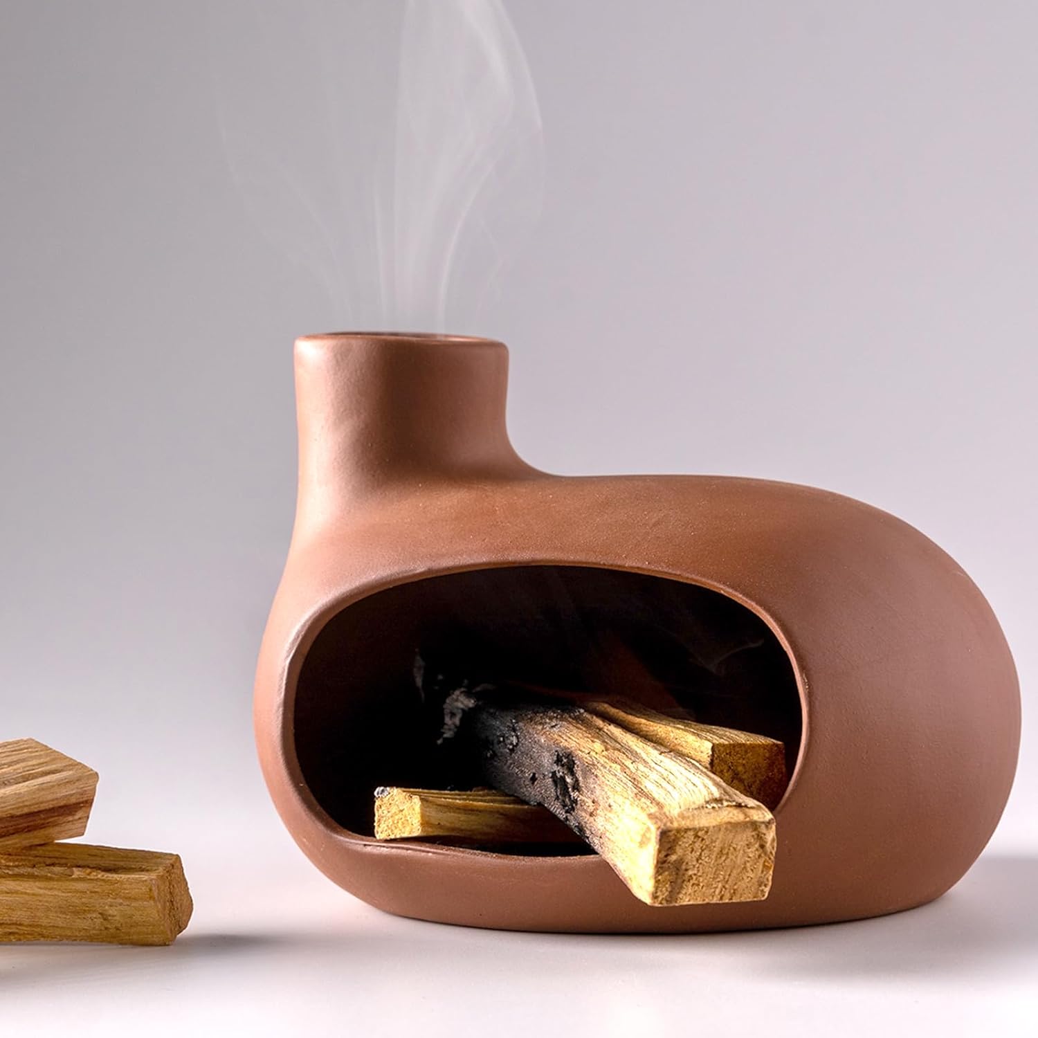 Terracotta Palo Santo Holder - Modern Chiminea Incense Burner