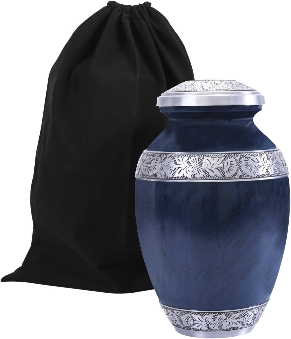 GSM Brands Cremation Urn with Blue Design and Extra Large Capacity