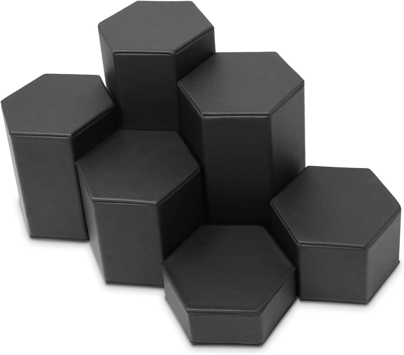 MOOCA Black Leatherette Jewelry Riser Set 6 Pcs