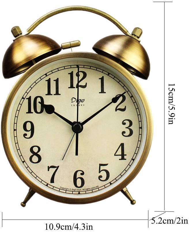 Maxspace Metal Golden Table Clock with Loud Alarm