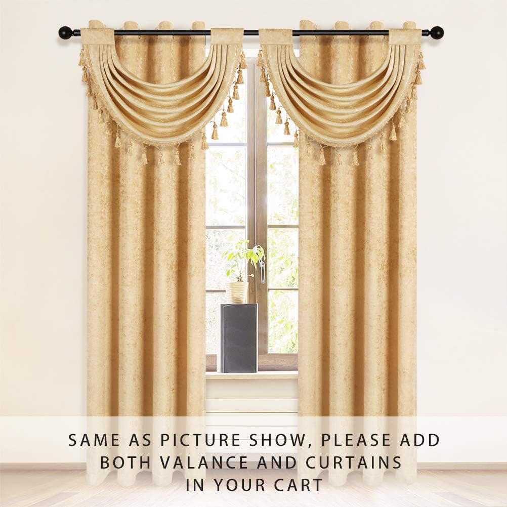ELKCA Thick Chenille Valances Set of 2 for Living Room and Kitchen