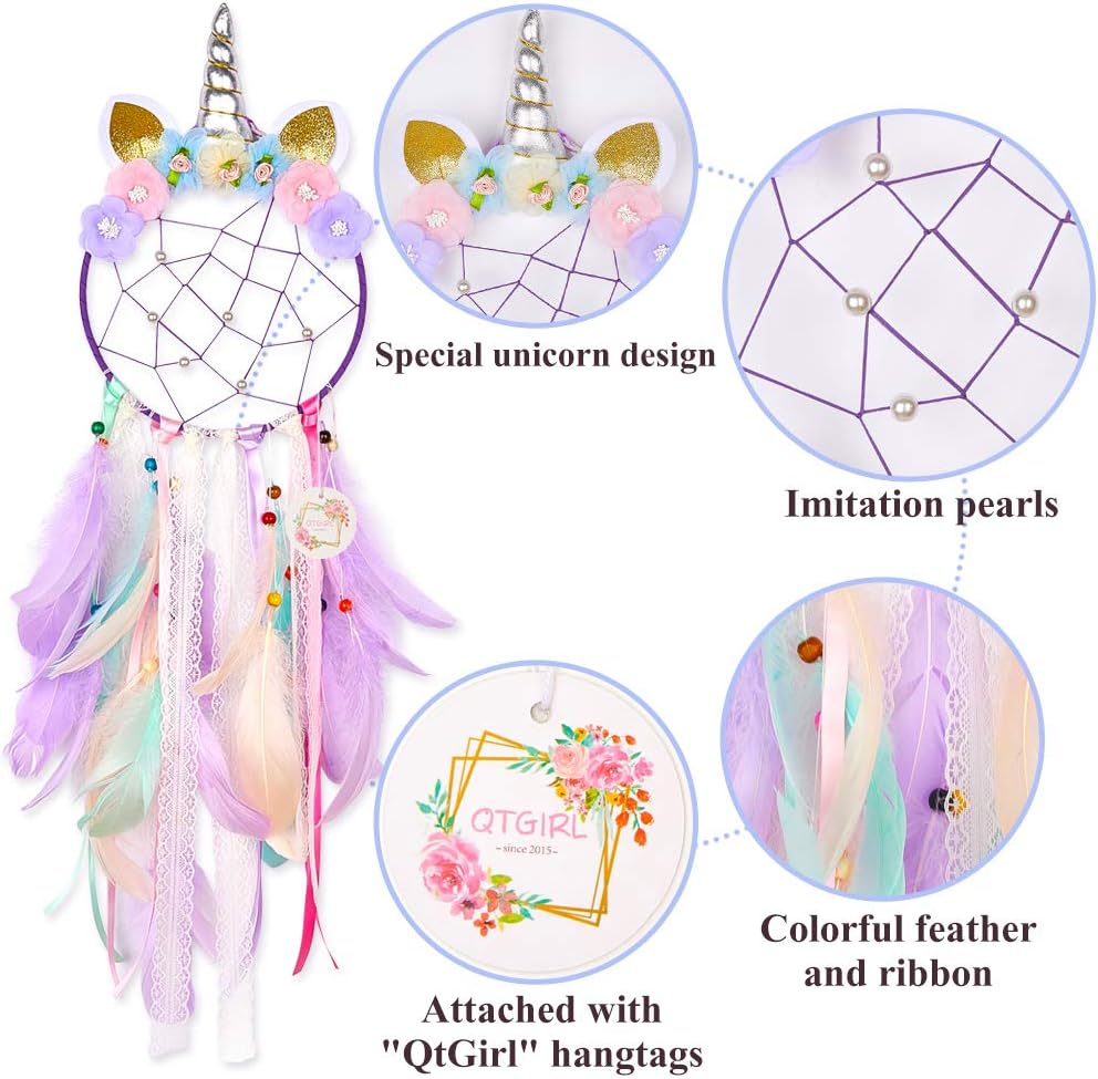 QtGirl Unicorn Dream Catcher Wall Decor for Kids