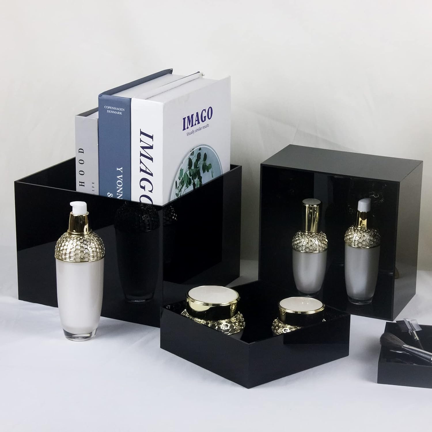 Acrylic Cube Display Boxes Pedestals Black Stackable