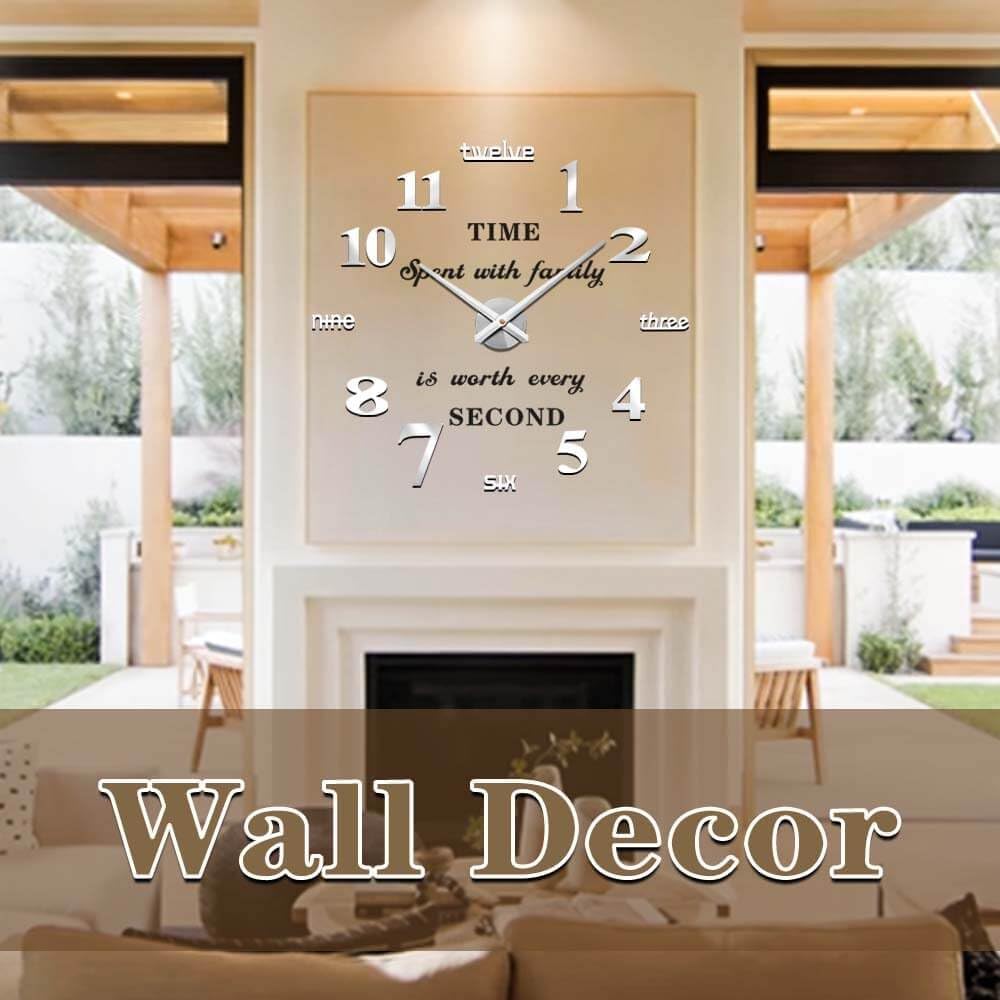 Vangold Large Wall Clocks with Mirror Numbers Black