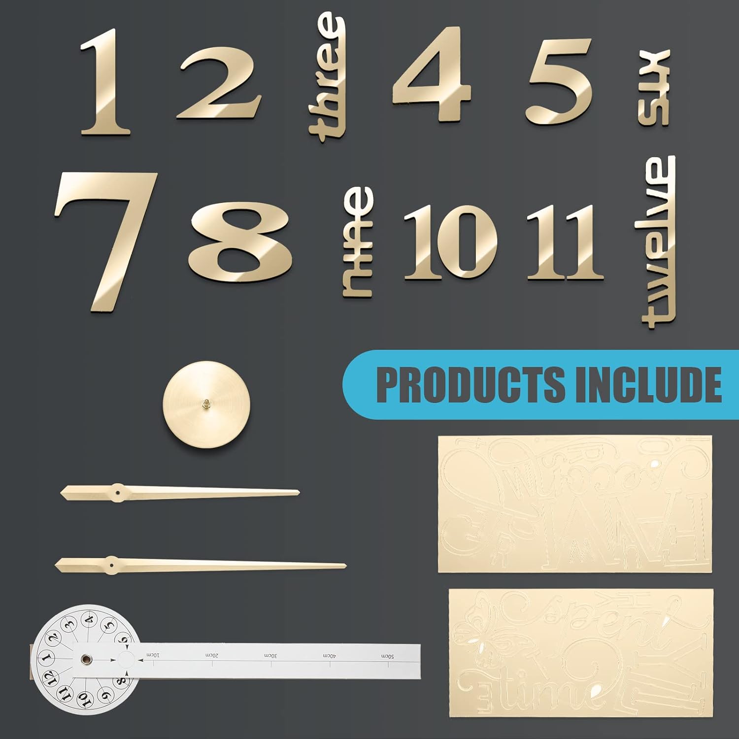 Junkin 3D Wall Clock DIY Kit with Adjustable Size Gold