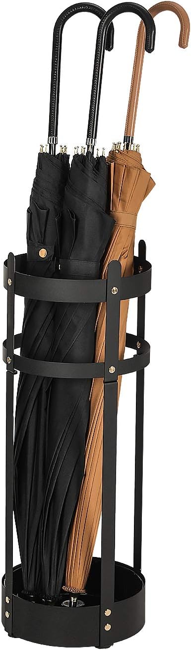 SONGMICS Steel Round Umbrella Stand with Drip Tray