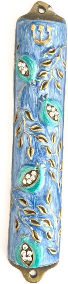 Bless This House Mezuzah Case 4 Inch Blue