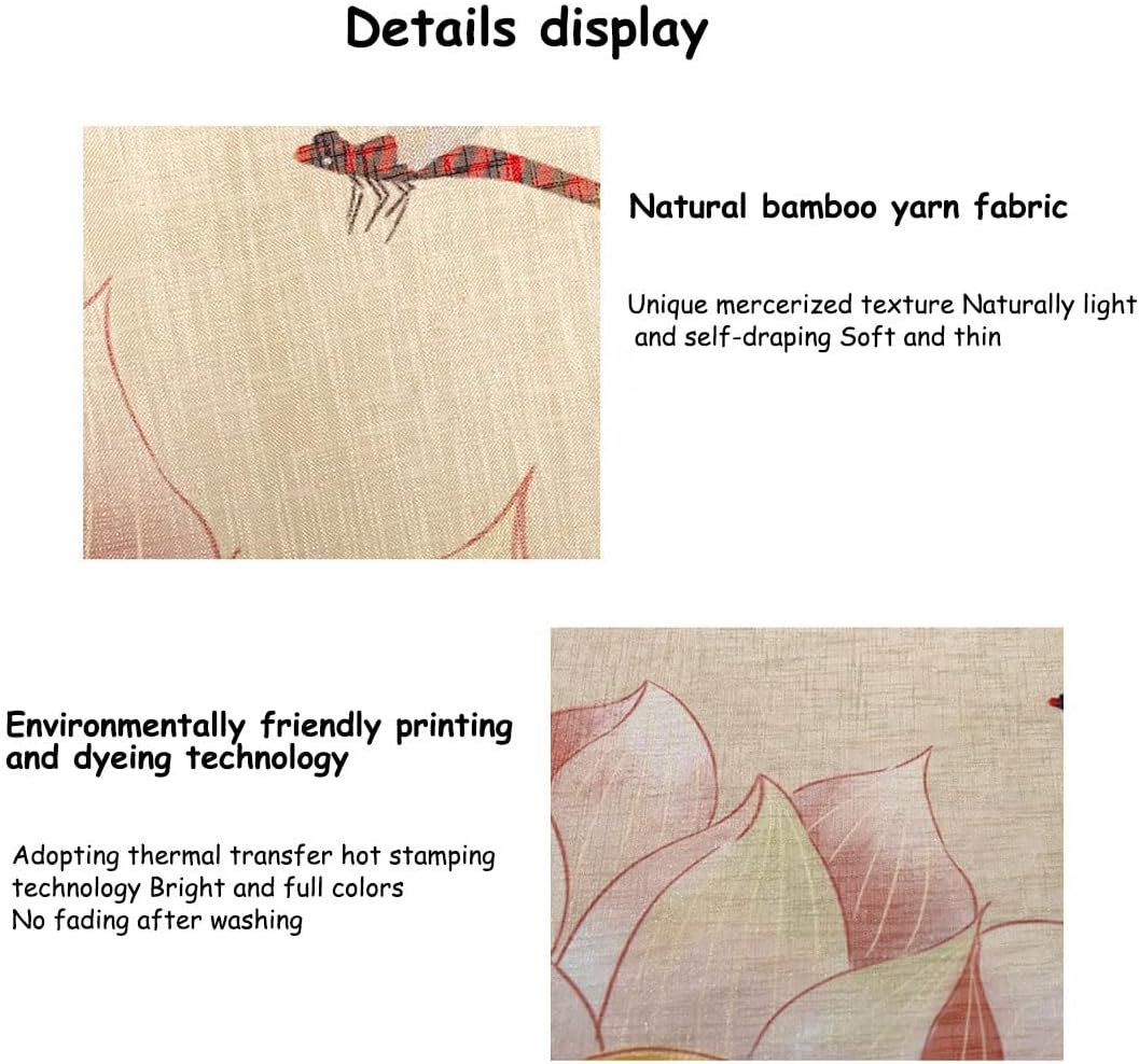Chinese Lotus Door Curtain with Tassel Telescopic Rod Flexible and Thin