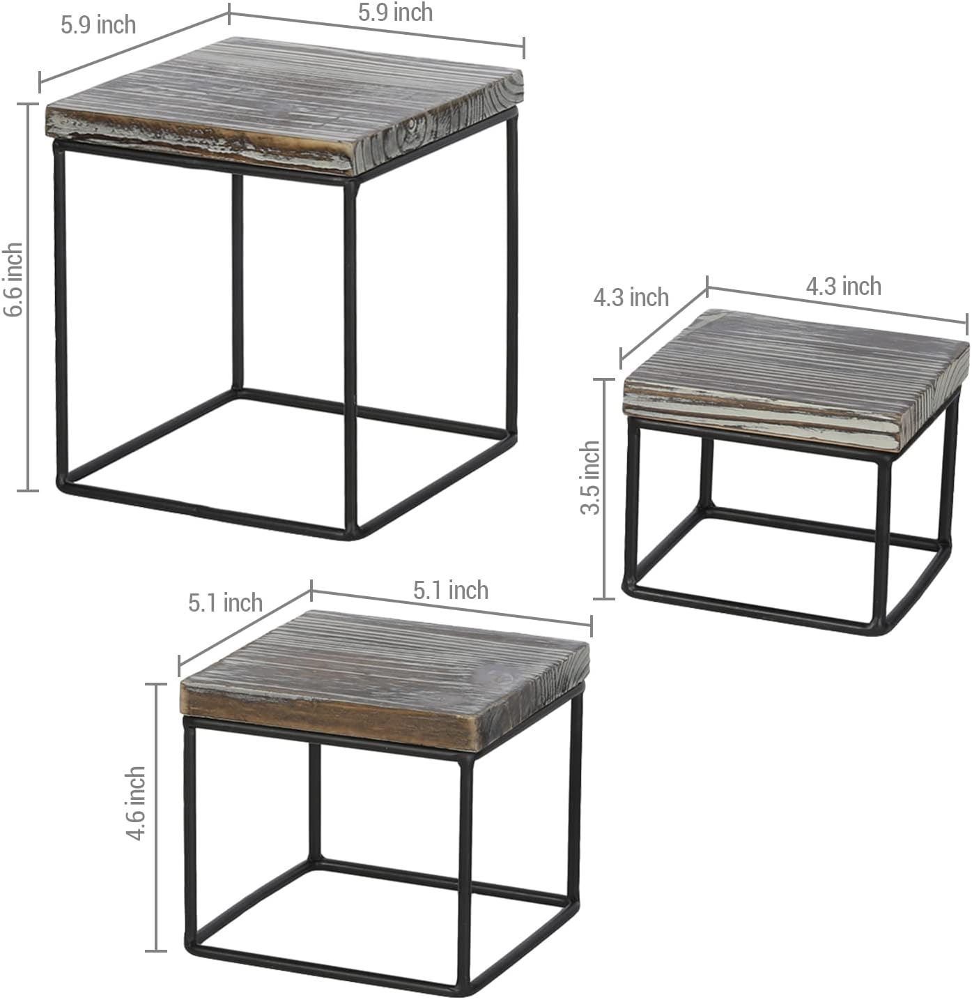 MyGift Rustic Torched Wood Cupcake Stand Risers Set