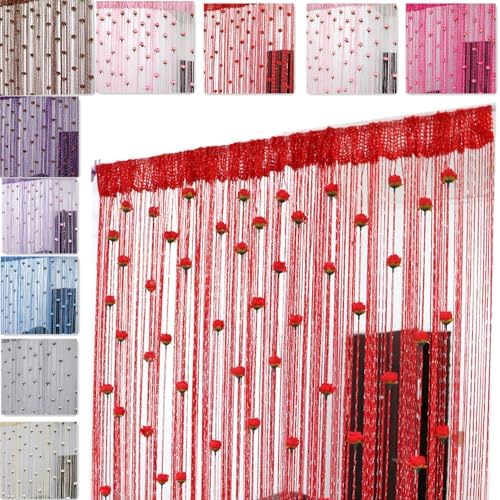 Rose Thread Door Curtain with Decorative Roses