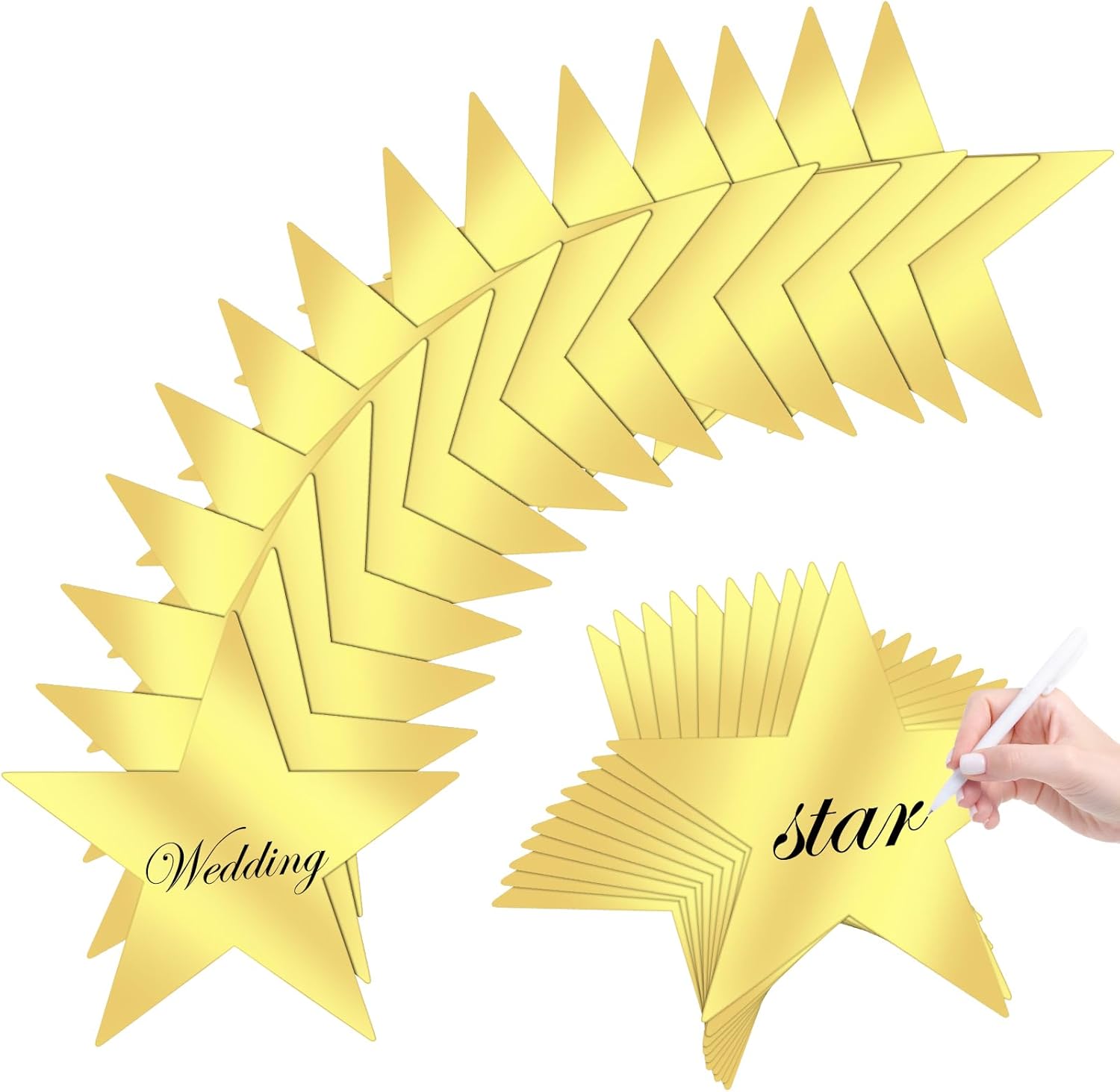 40PCS Gold Star Cutouts 11 Inch Double Printed Decorations