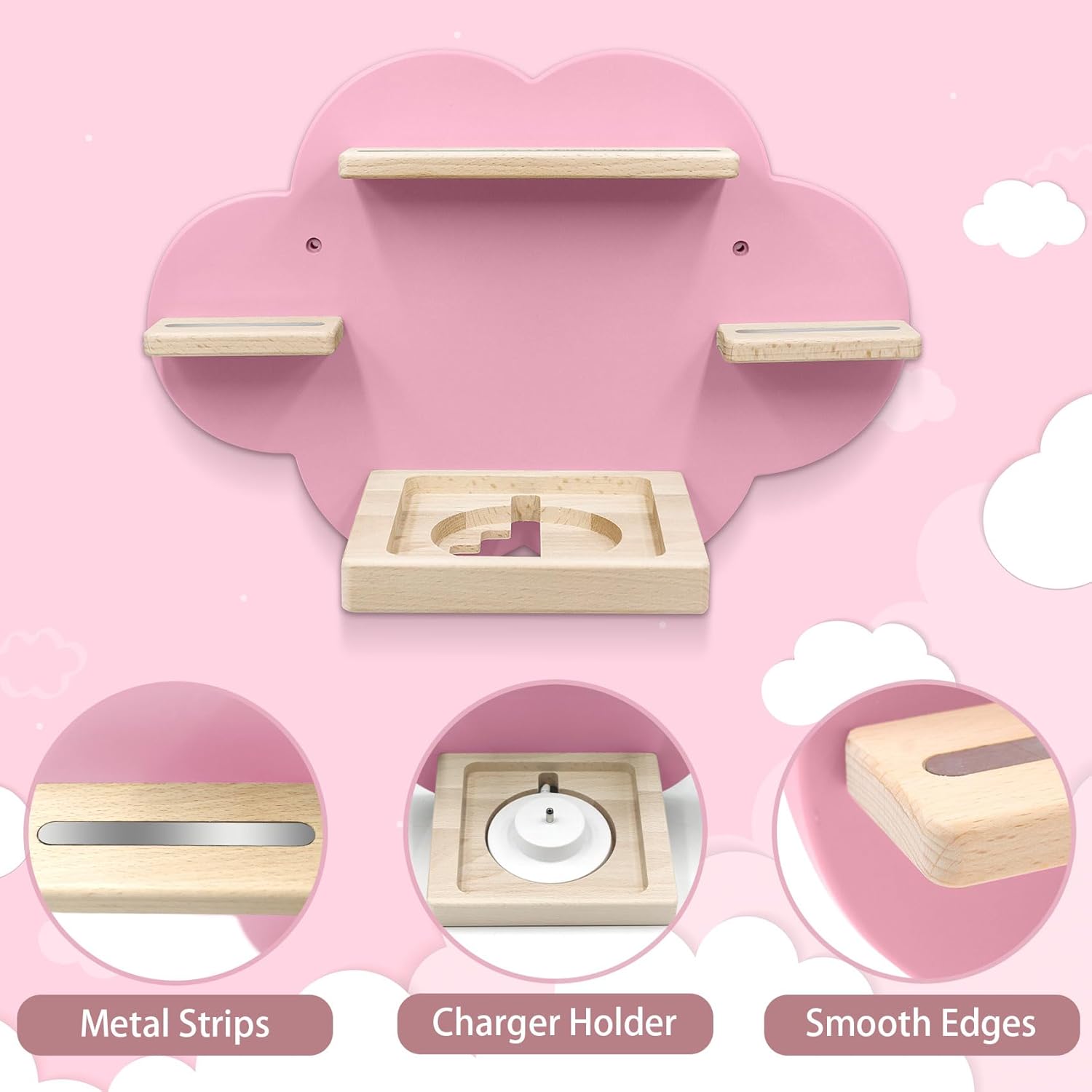 Taladad Magnetic Floating Shelf for Toniebox and Tonie Figures Pink