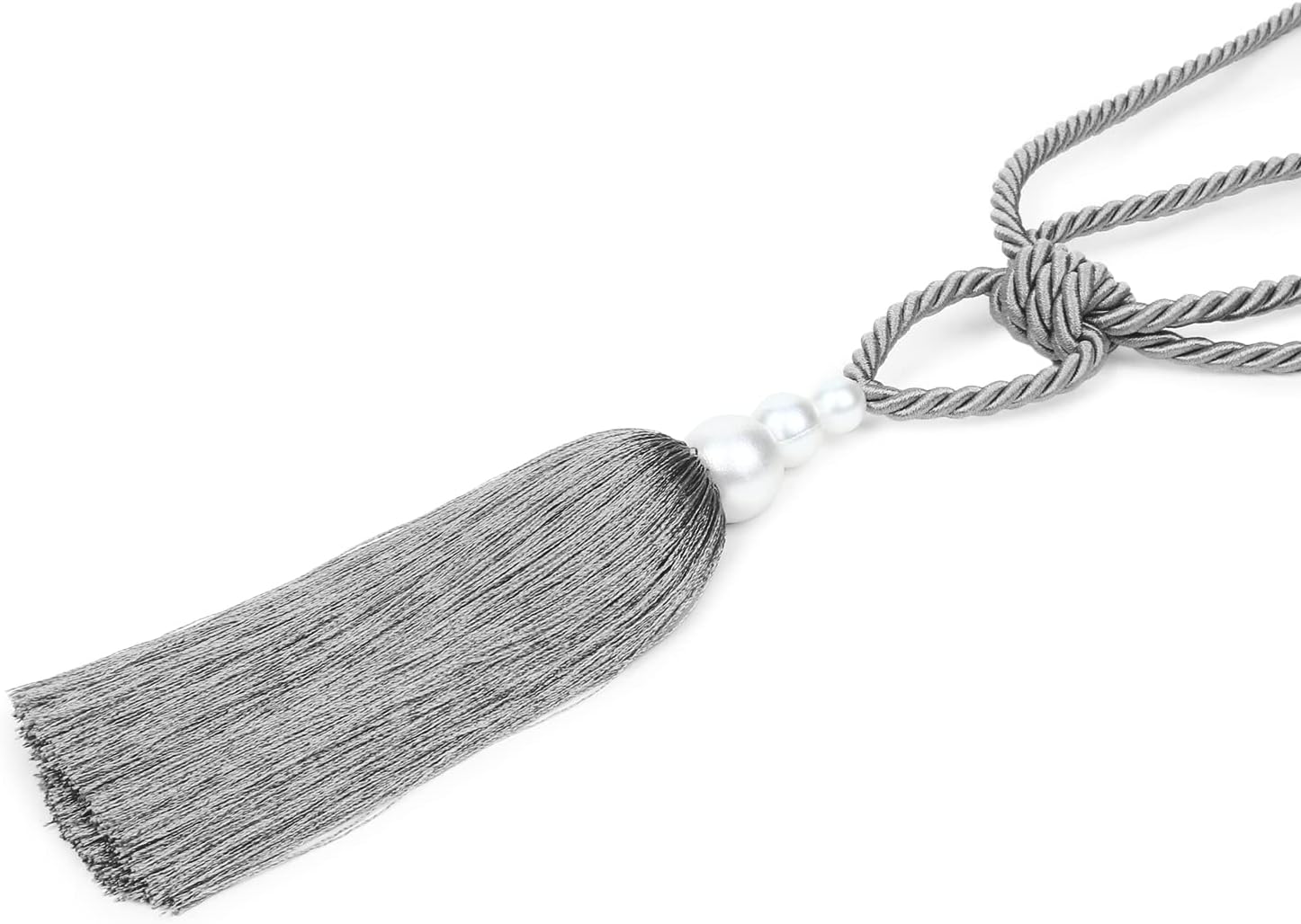 2 Pack Pearl Curtain Tiebacks with Tassels - Gray