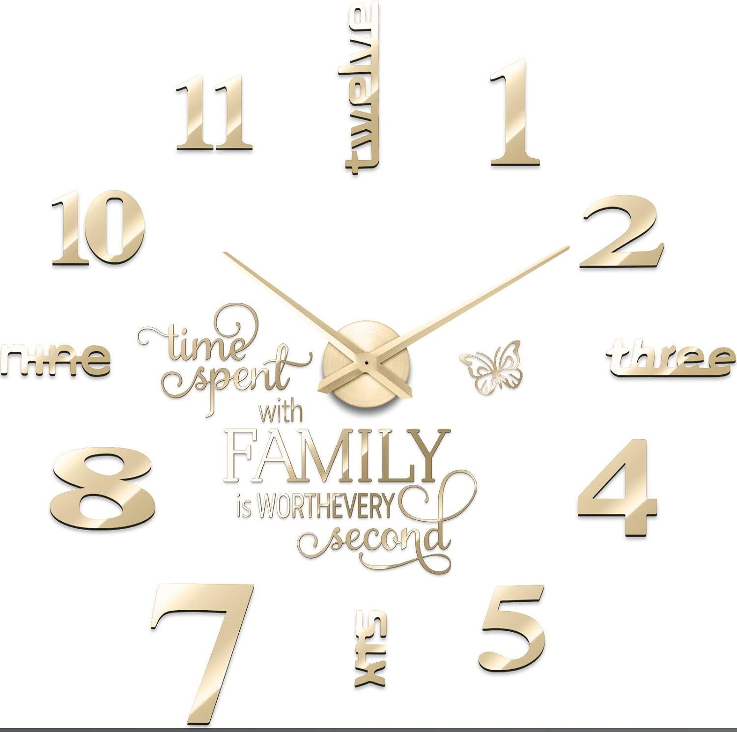 Junkin 3D Wall Clock DIY Kit with Adjustable Size Gold