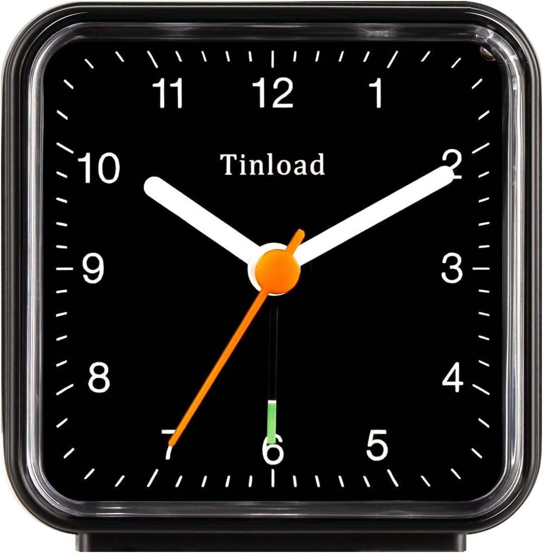 Classic Analogue Travel Alarm Clock with Snooze and Light