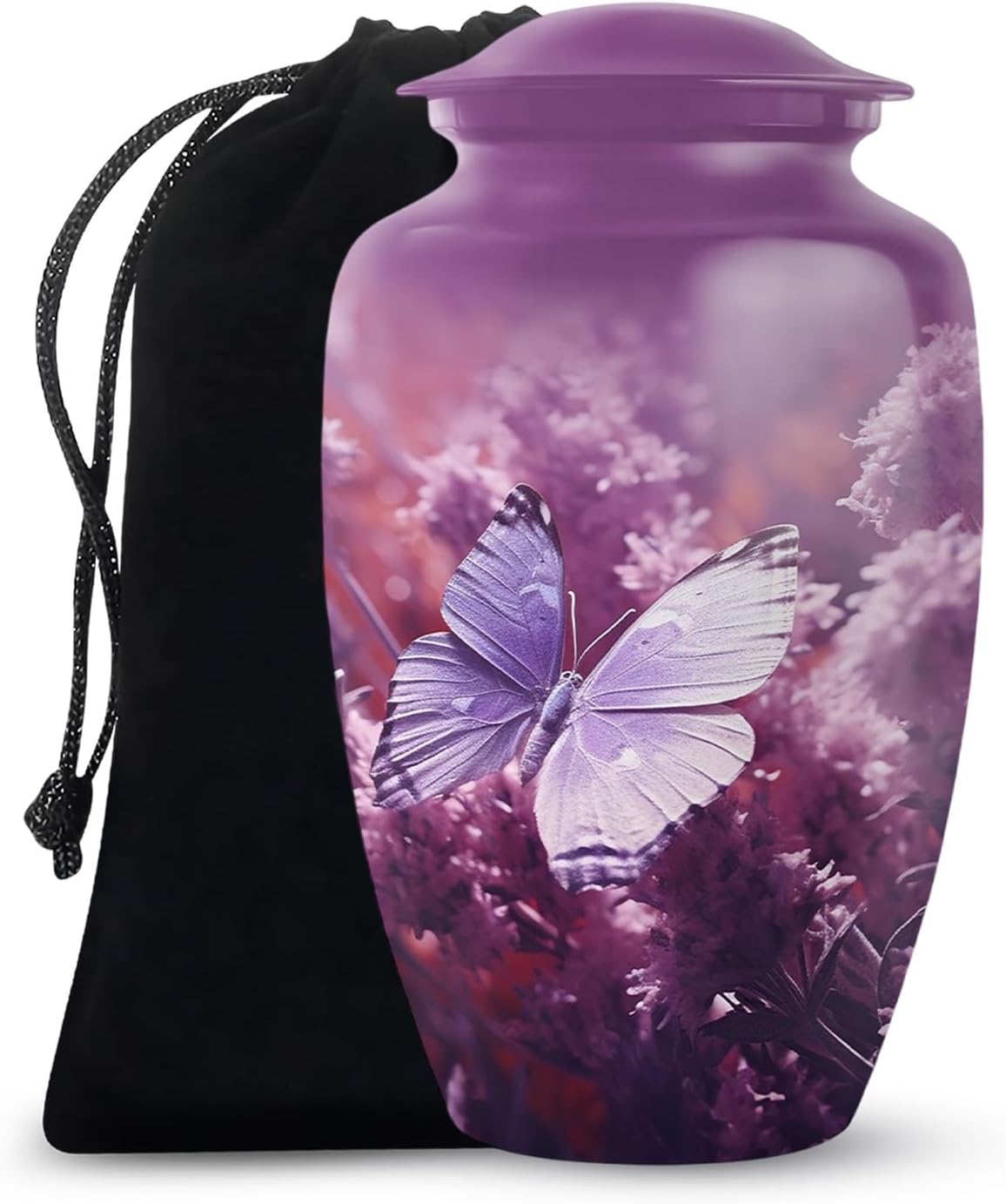 Purple Butterfly Cremation Urn - 10 Inch Large