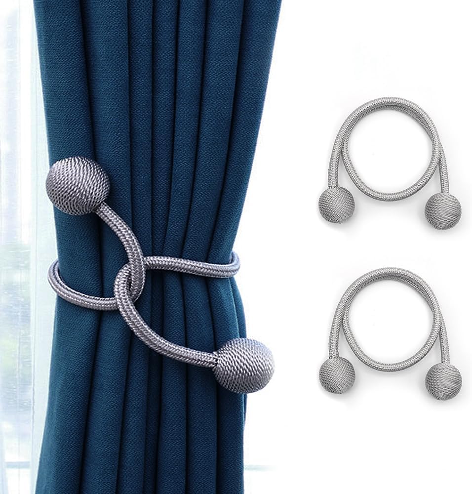 Winsharp Magnetic Curtain Tiebacks 4 Pcs Gray Holdbacks