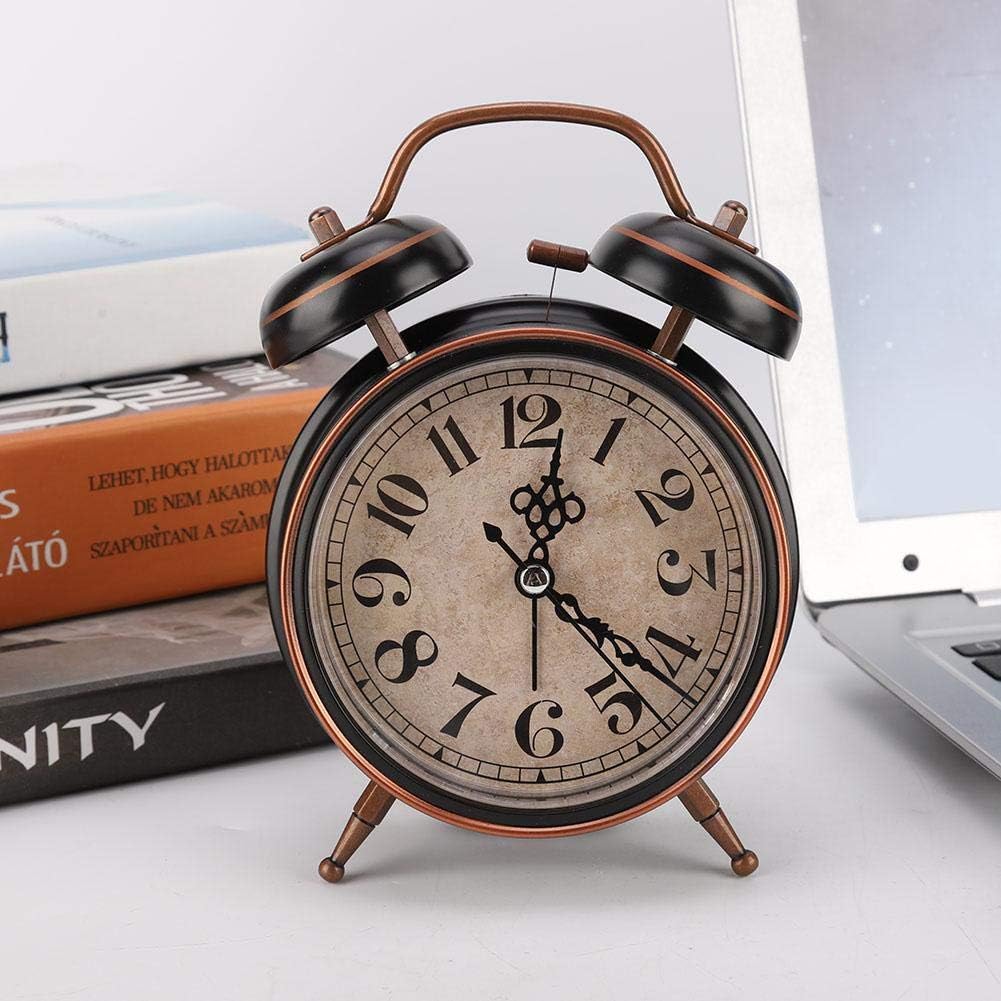 4 Inch Retro Mechanical Alarm Clock with Night Light and Twin Bell
