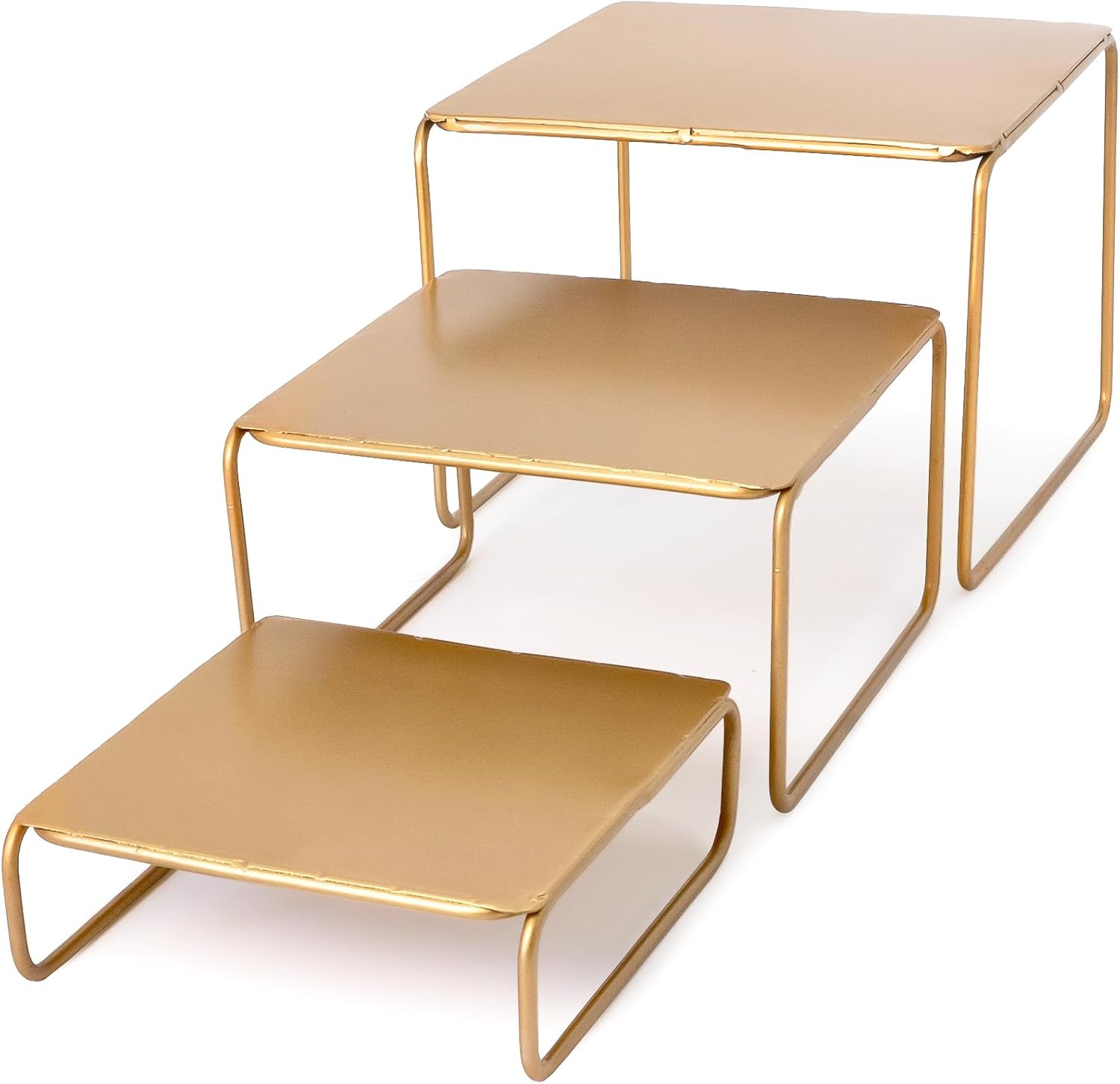 Red Co 3-Piece Gold Metal Nesting Square Display Risers