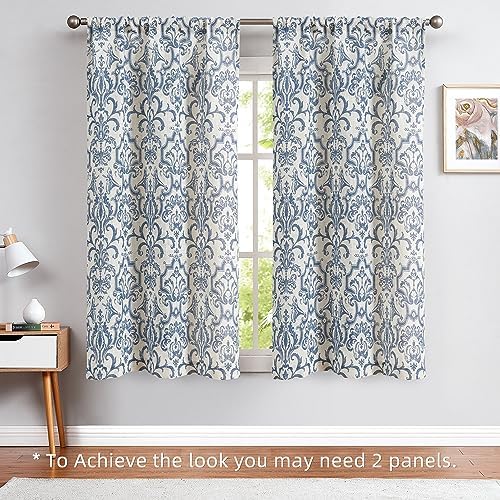 Jinchan Linen Valance Curtain 45 Inch Slate Blue