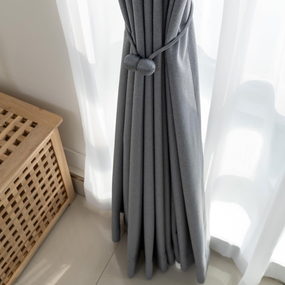 Winsharp Magnetic Curtain Tiebacks 4 Pcs Gray Holdbacks