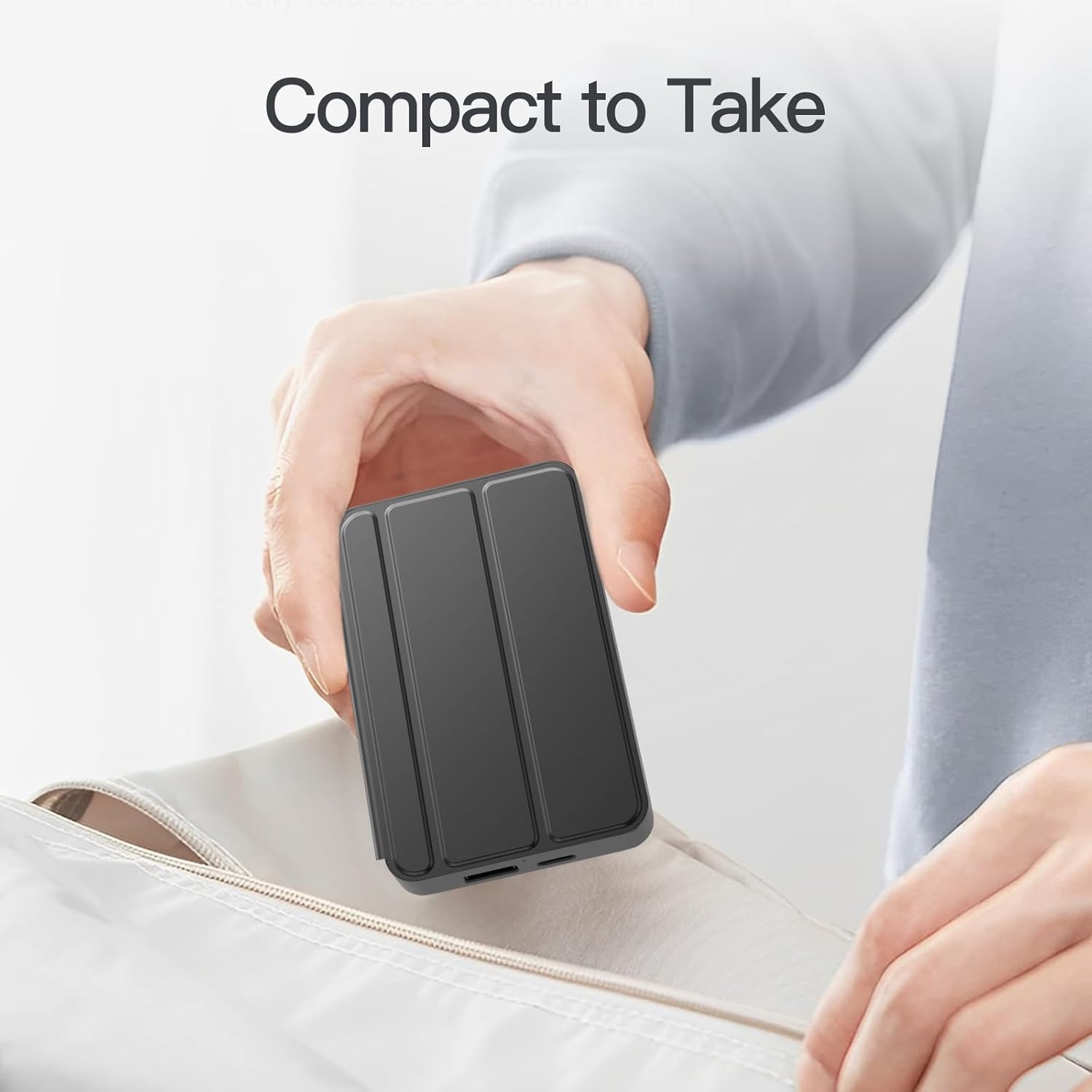 ANJANK Foldable LCD Travel Alarm Clock with 6000mAh Power Bank